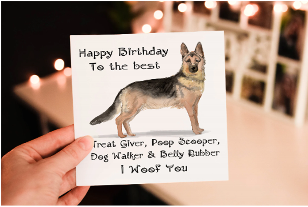 German Shepherd Dog Birthday Card, Dog Birthday Card